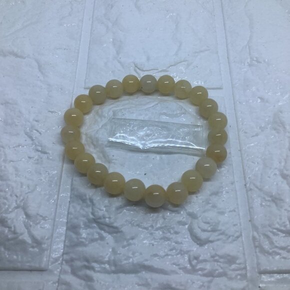 Gemstone Natural Yellow Quartz Round Bead Ball 8MM Stretch Bracelet Unisex - Picture 2 of 6